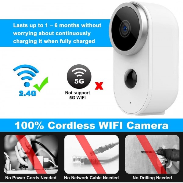 【Yk-A4】 Wireless Rechargeable Battery 1080P WiFi Camera